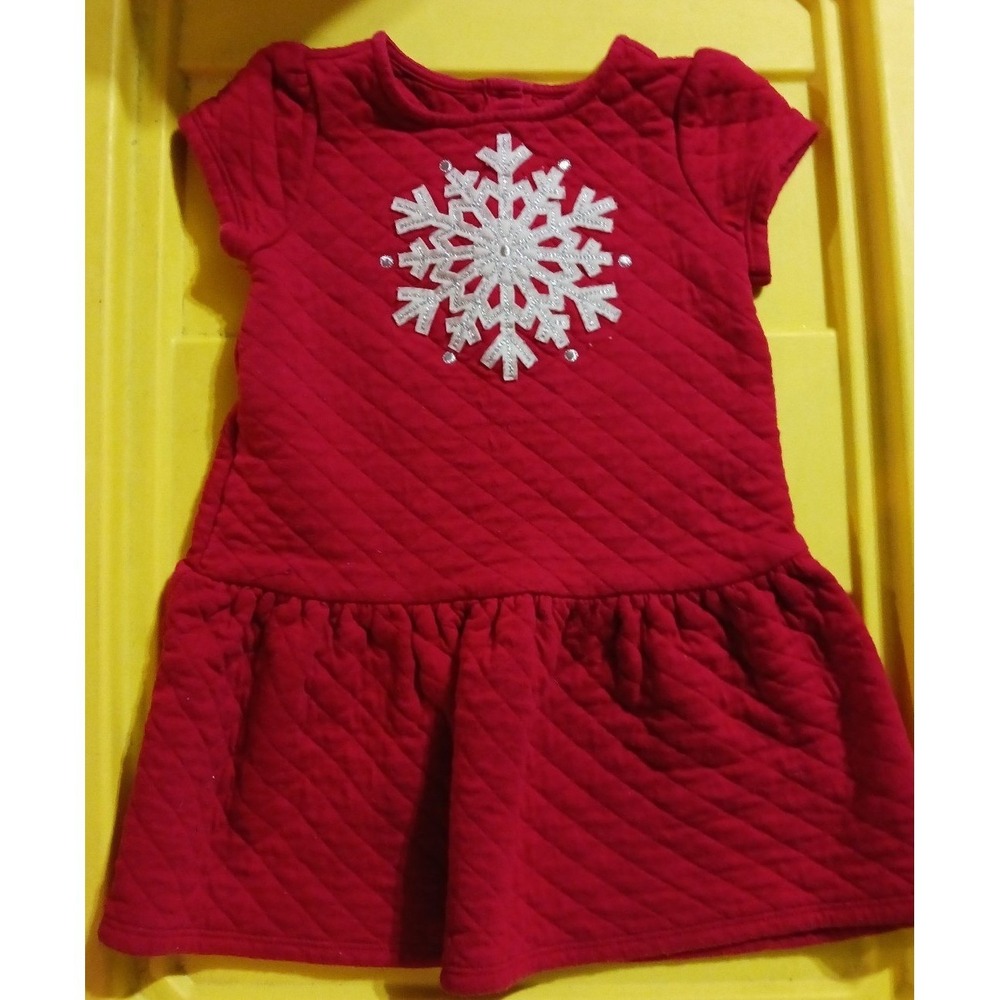 Gymboree Toddler Girl's Red Quilted Holiday Snowflake Dress, Size 3T